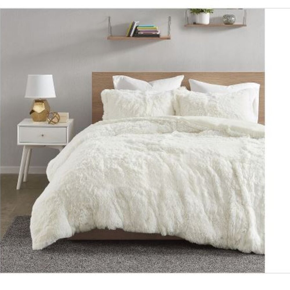 Intelligent Design Malea Shaggy Fur Duvet Cover Set - King - All